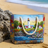 Ročno izdelana torba za plažo | Leuchtturm-Glühen