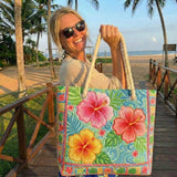 Ročno izdelana torba za plažo | Tropical Bloom